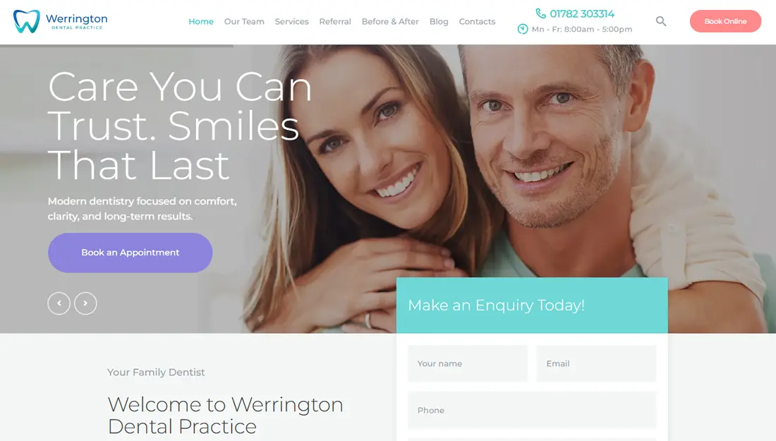 Werrington Dental Practice desktop view