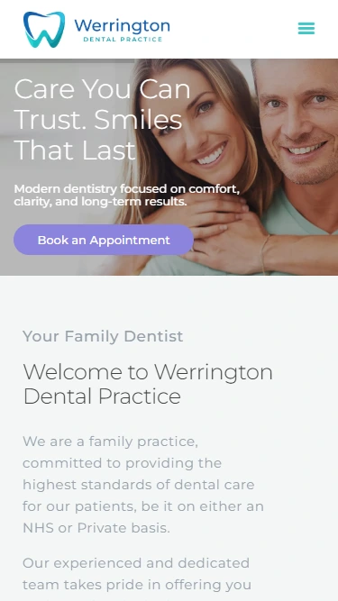 Werrington Dental Practice mobile view
